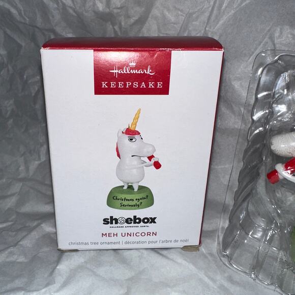 2024 Hallmark Keepsake Shoebox MEH UNICORN Funny Christmas Tree Ornament - Picture 2 of 3